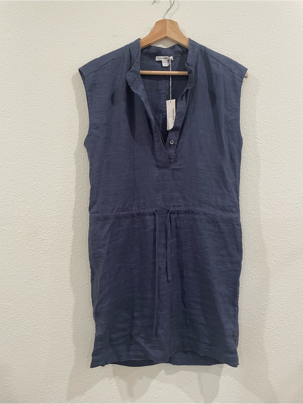 NWT James Perse 100% Linen Blue Button-Up Dress Size 0